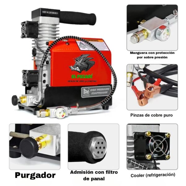 Compresor PCP Büker 12v-220v 4500PSI - Imagen 4