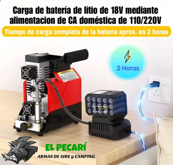 Compresor PCP Büker 18v-220v 4500 PSI ¡BATERIA PORTATIL! - Imagen 5