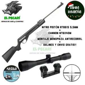 COMBO NITRO PISTON N°1: RIFLE RED TARGET RTBB15 5,5mm + MIRA CANNON + MONTAJE MONOPIEZA + BALINES Y ENVIO.
