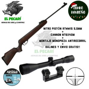 COMBO NITRO PISTON N°3: RIFLE RED TARGET RTWW15 5,5mm + MIRA CANNON + MONTAJE MONOPIEZA + BALINES Y ENVIO.