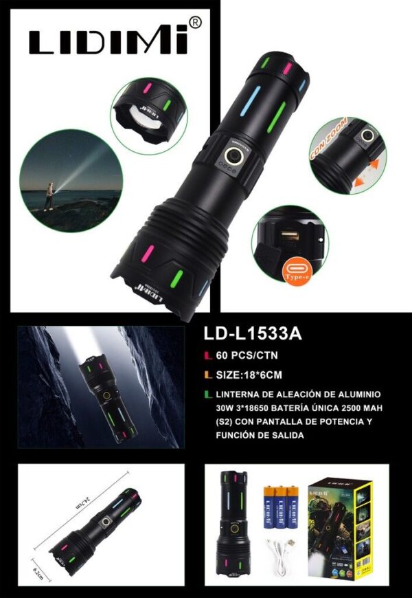 LINTERNA LIDIMI LD-L1533A 30W - Imagen 2